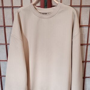 Men's Beige Ribbed Sweatshirt